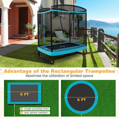 6 Feet Kids Trampoline with Swing and Enclosure Safety Net