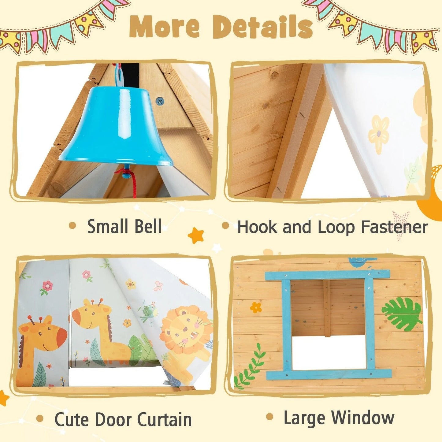 2-In-1 Children Climbing Playhouse with Front Bell and Window