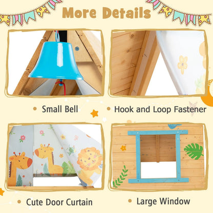 2-In-1 Children Climbing Playhouse with Front Bell and Window