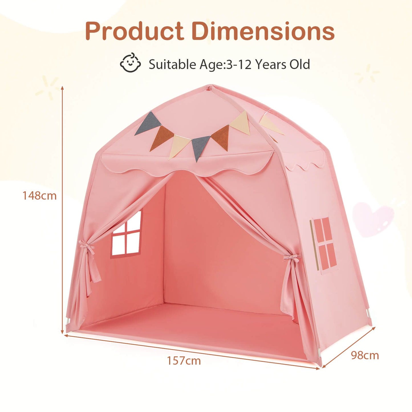 Kids Play Tent Bed Tent Extra Large with Lights for 3-12 Years Old