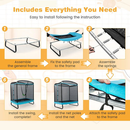 6 Feet Kids Trampoline with Swing and Enclosure Safety Net