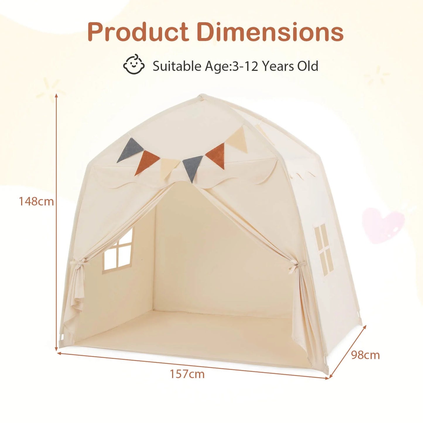 Kids Play Tent Bed Tent Extra Large with Lights for 3-12 Years Old