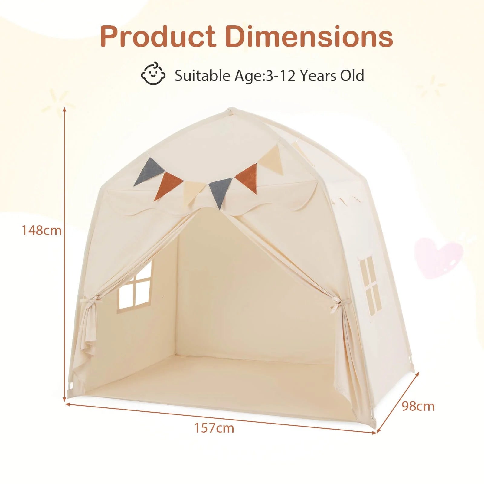 Kids Play Tent Bed Tent Extra Large with Lights for 3-12 Years Old