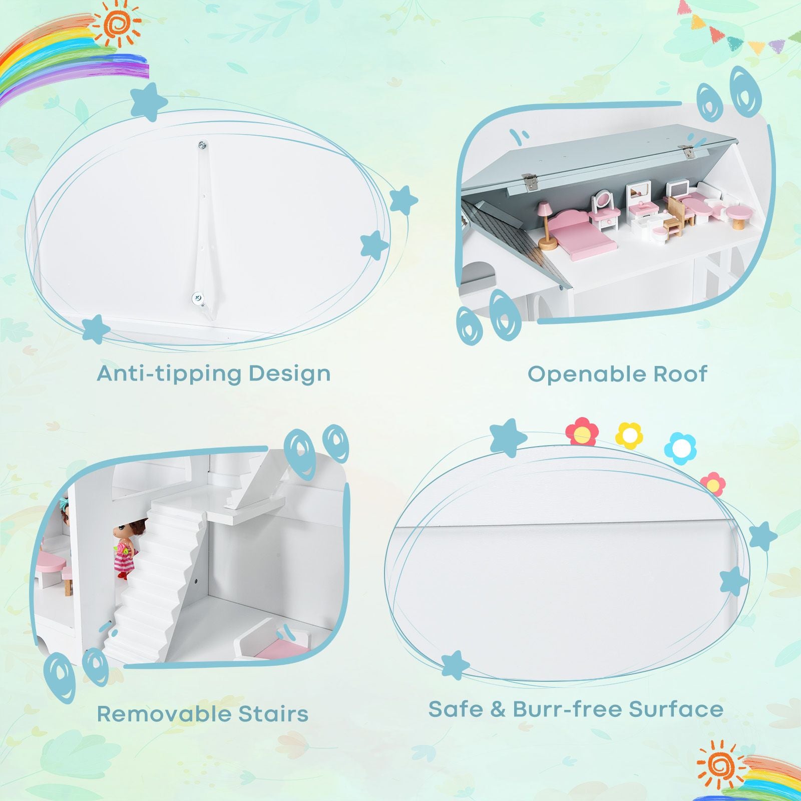 Large Wooden Dolls House with Furniture and Accessories