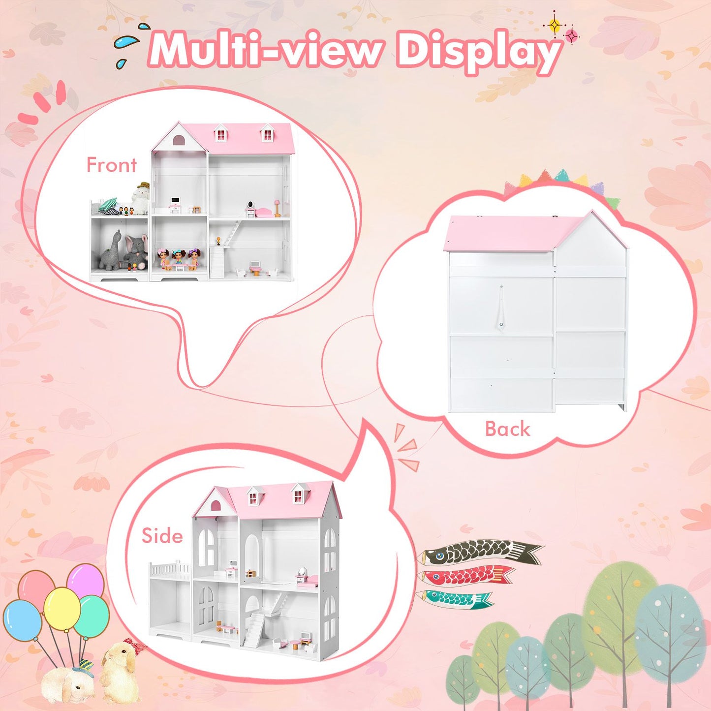 Large Wooden Dolls House with Furniture and Accessories