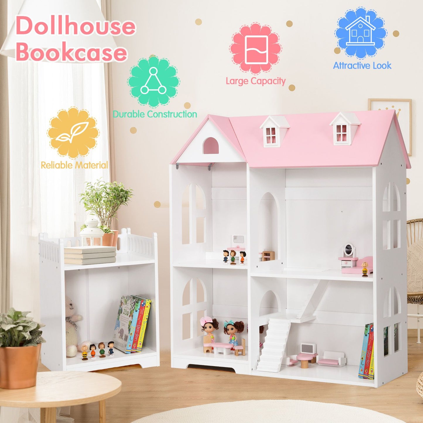 Large Wooden Dolls House with Furniture and Accessories
