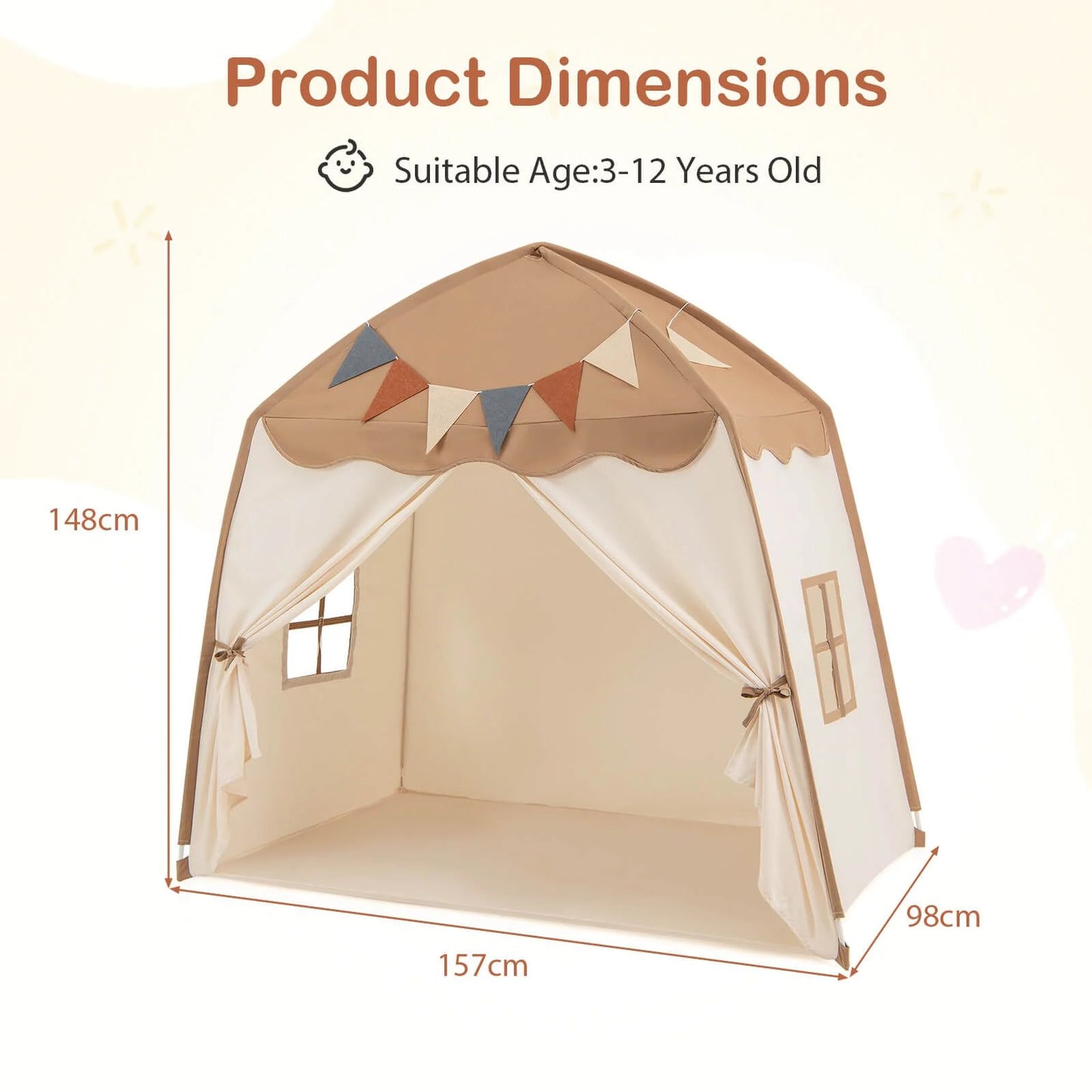 Kids Play Tent Bed Tent Extra Large with Lights for 3-12 Years Old