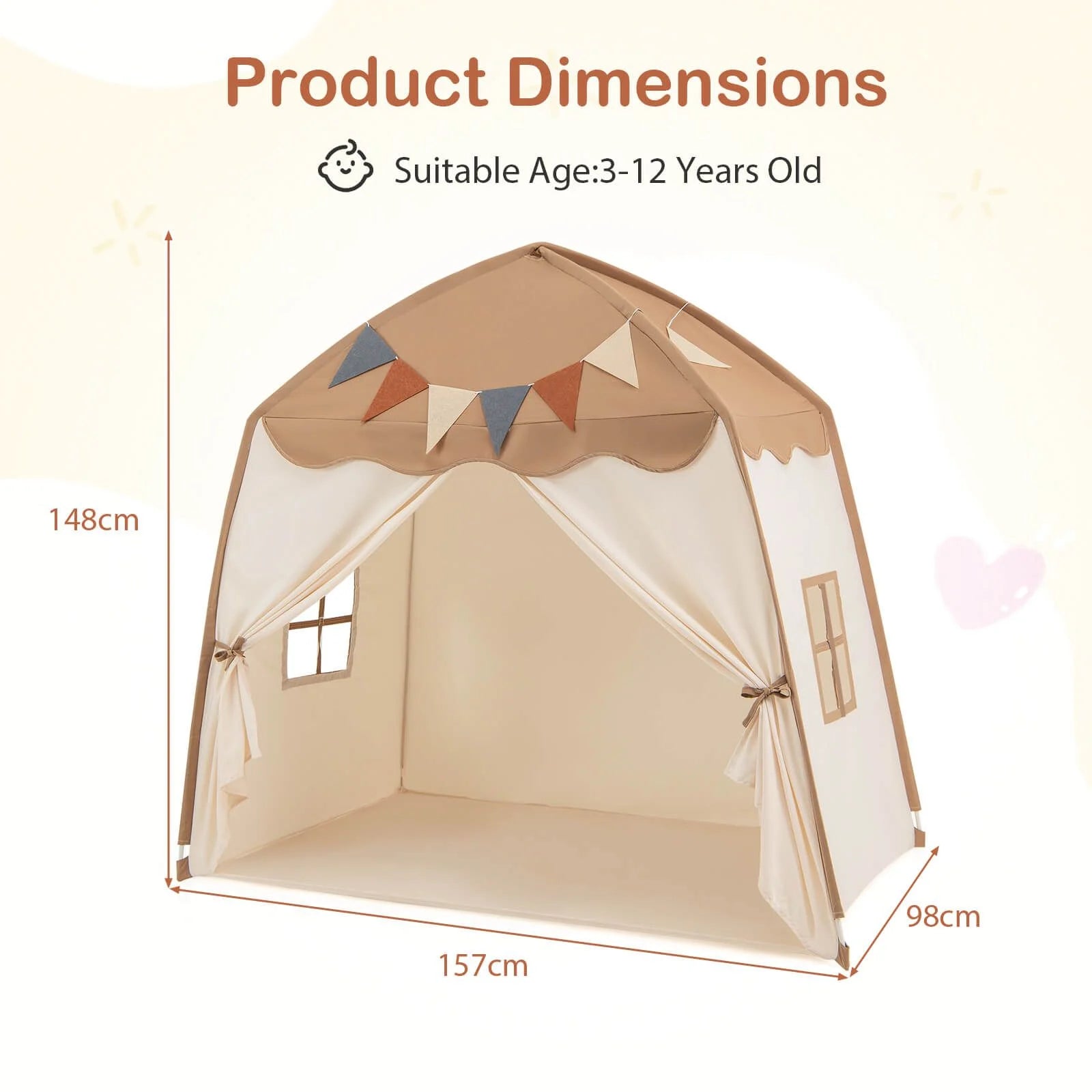 Kids Play Tent Bed Tent Extra Large with Lights for 3-12 Years Old