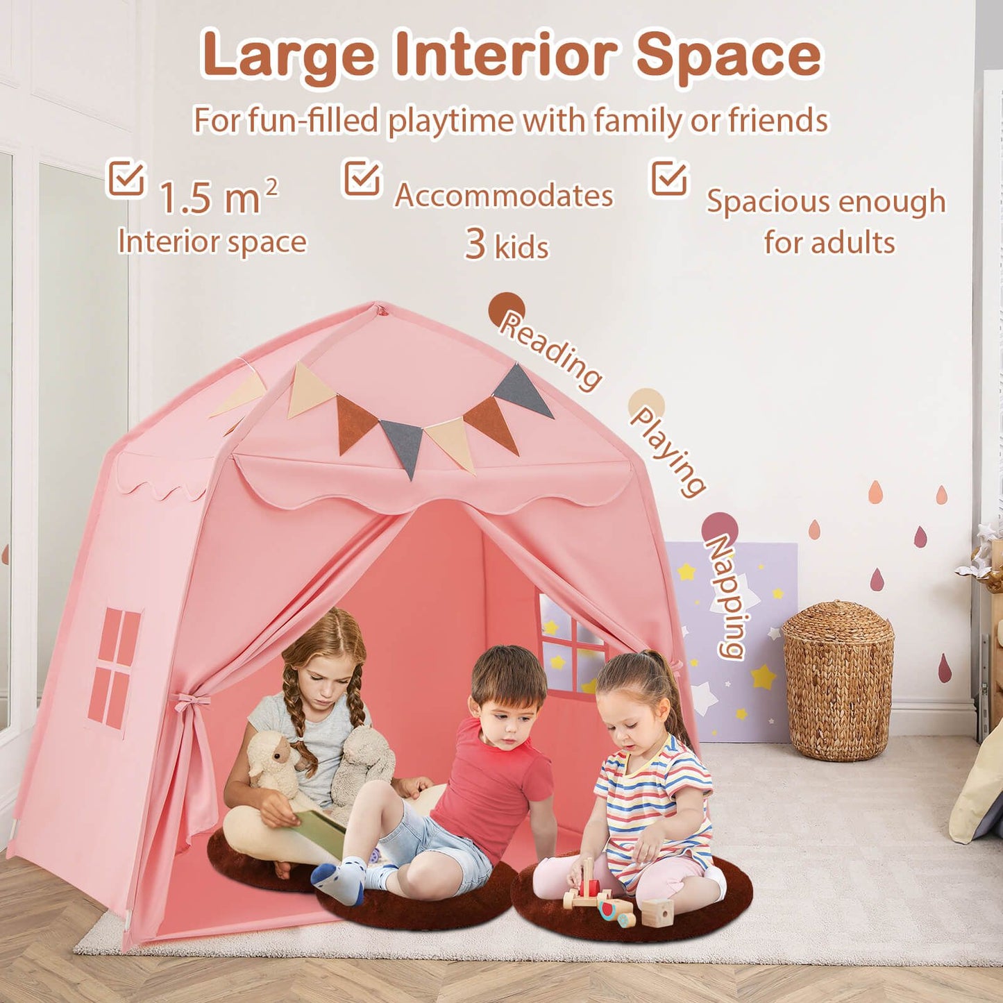 Kids Play Tent Bed Tent Extra Large with Lights for 3-12 Years Old