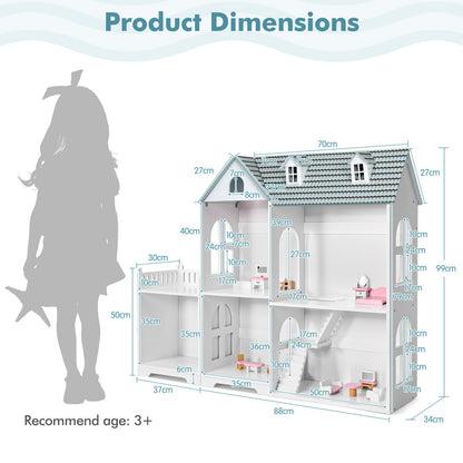 Large Wooden Dolls House with Furniture and Accessories