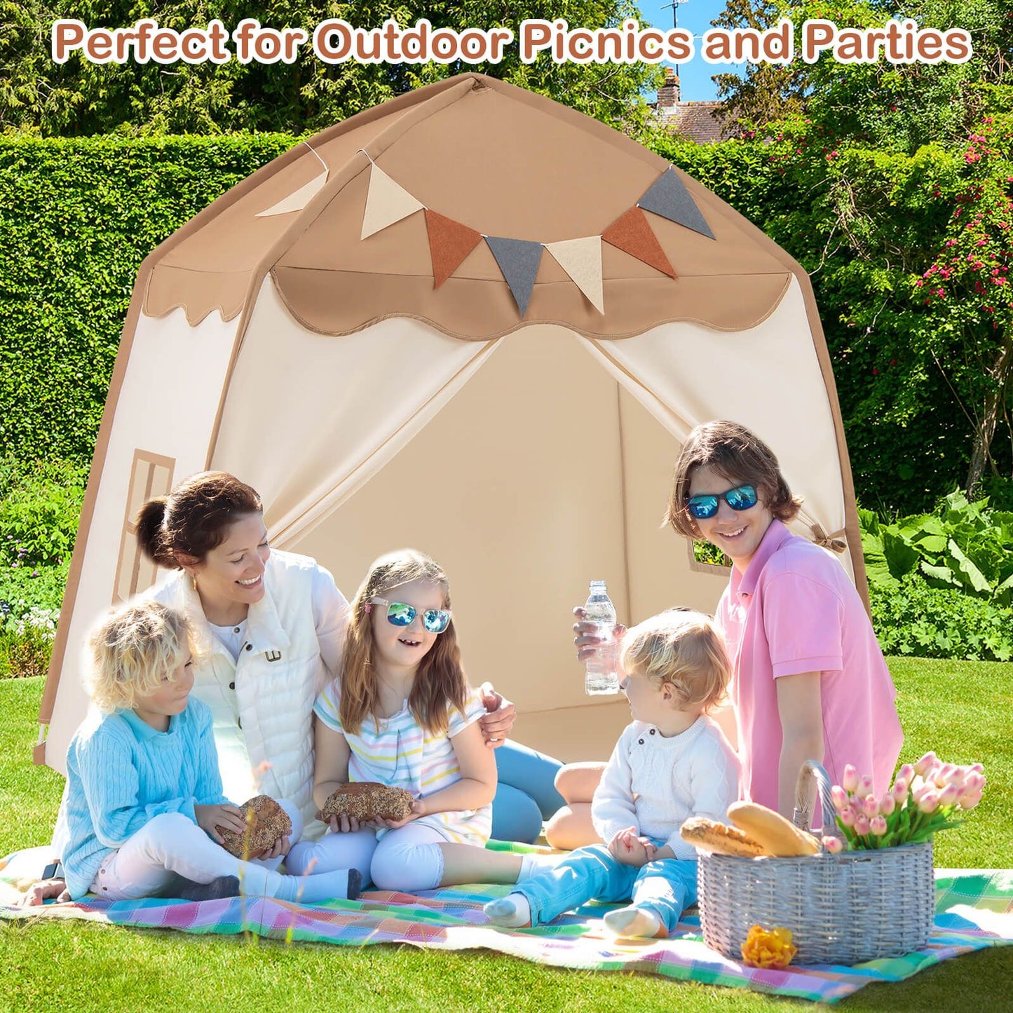 Kids Play Tent Bed Tent Extra Large with Lights for 3-12 Years Old