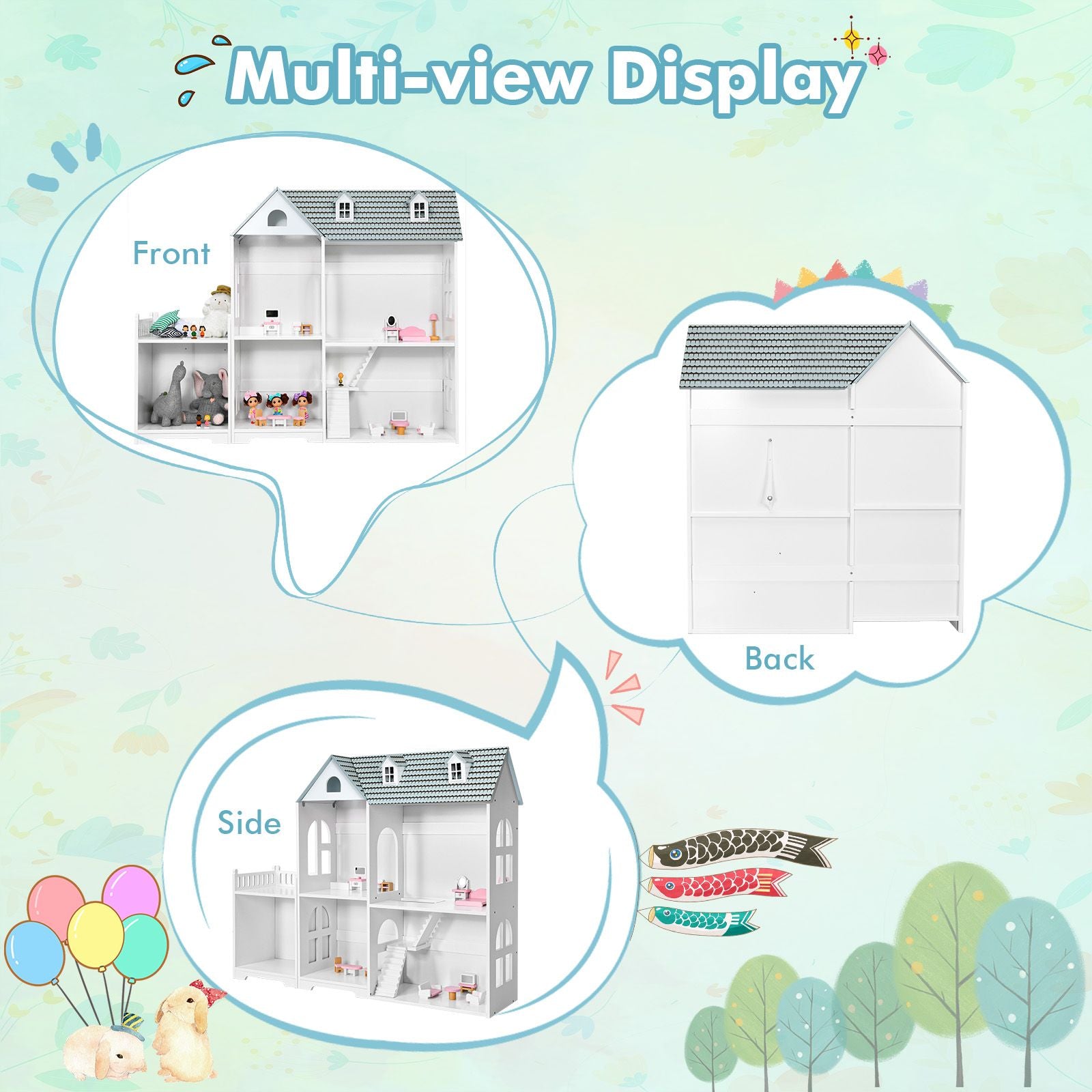 Large Wooden Dolls House with Furniture and Accessories