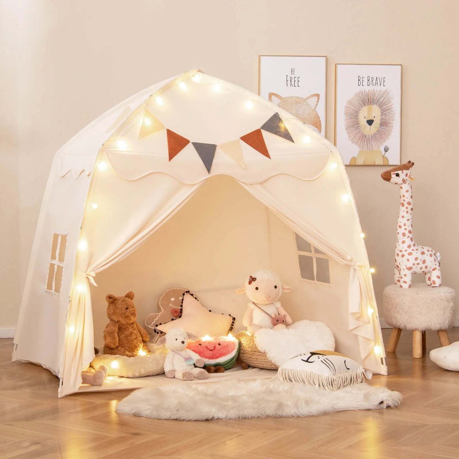Kids Play Tent Bed Tent Extra Large with Lights for 3-12 Years Old