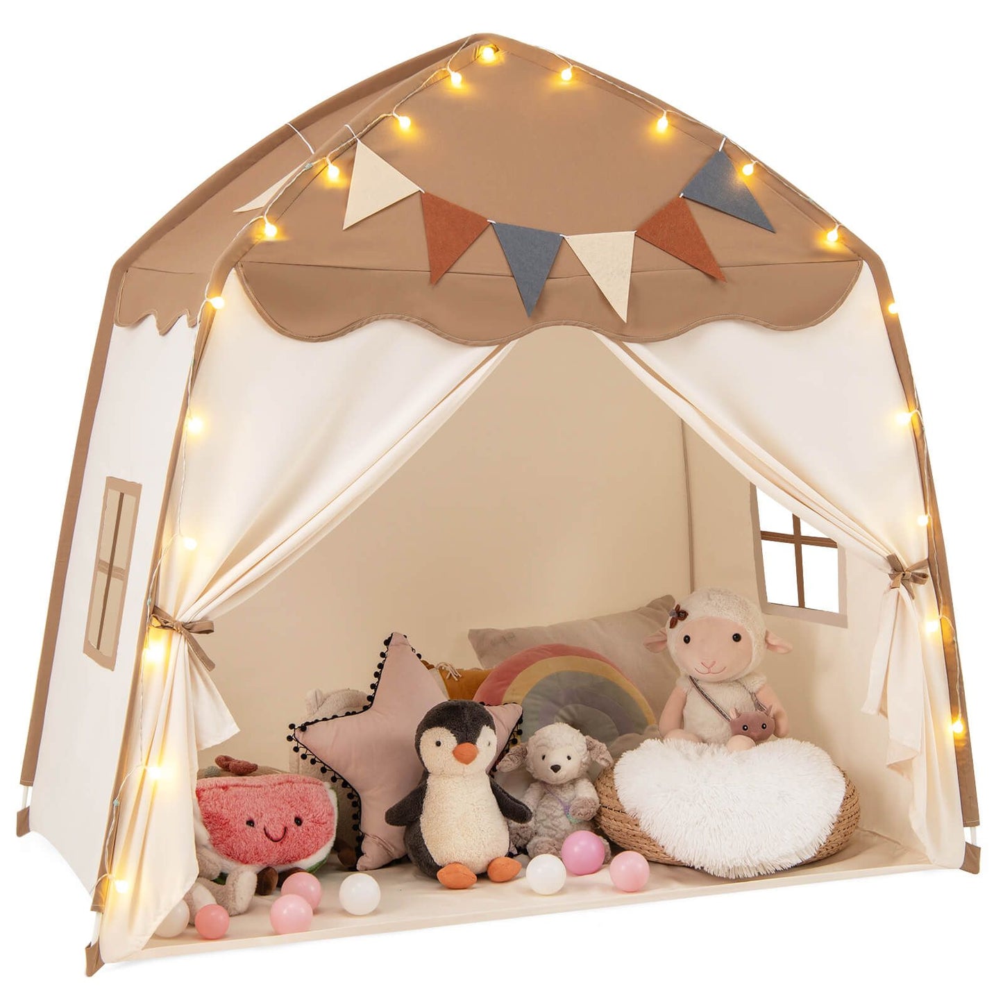Kids Play Tent Bed Tent Extra Large with Lights for 3-12 Years Old