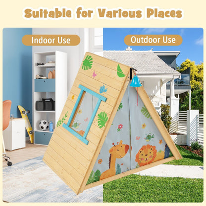 2-In-1 Children Climbing Playhouse with Front Bell and Window