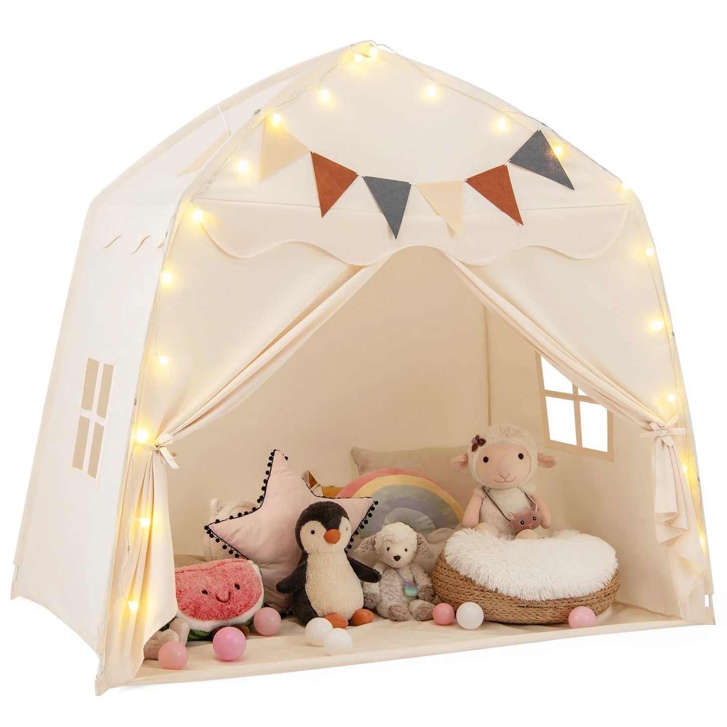 Kids Play Tent Bed Tent Extra Large with Lights for 3-12 Years Old