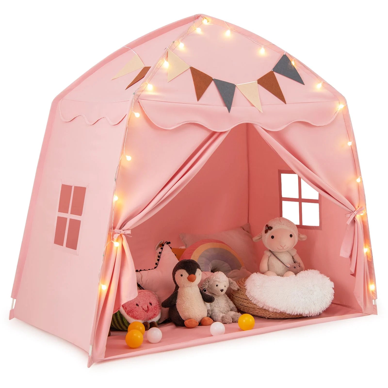 Kids Play Tent Bed Tent Extra Large with Lights for 3-12 Years Old