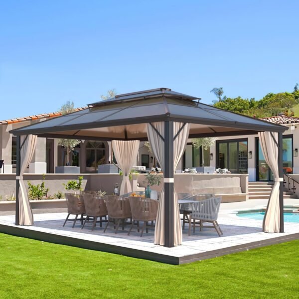 EROMMY 3x3.6m Hardtop Gazebo with Double Galvanised Steel Roof