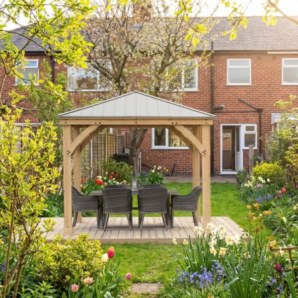 Yardistry Wooden Gazebo 10ft x 10ft with Green Roof
