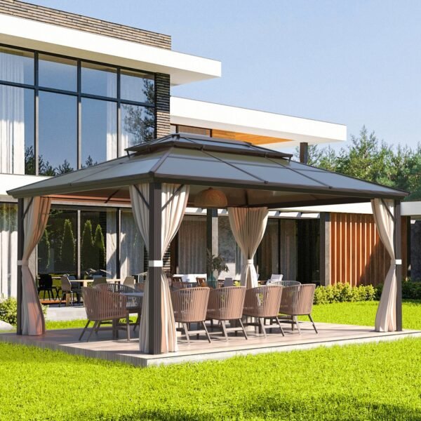 TOOLPORT Garden Gazebo 3x3m with Hardtop Steel Roof