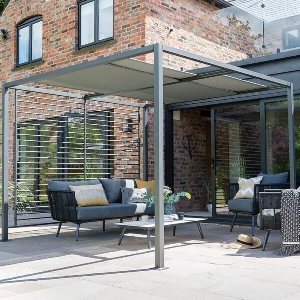 Norfolk Leisure Modern Grey Sliding Roof Gazebo Pergola